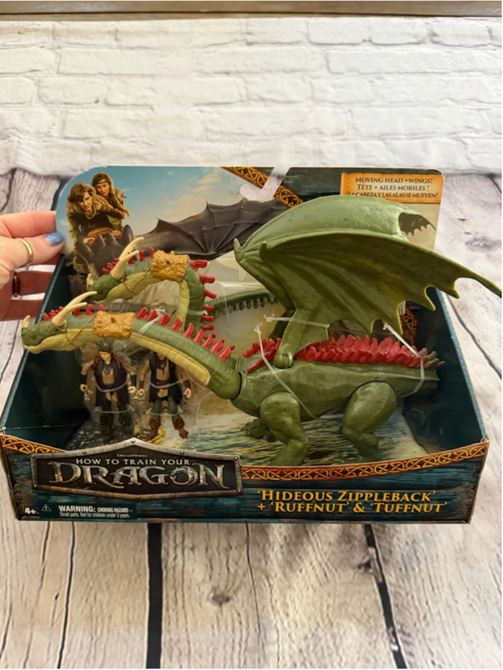 NEW How to Train Your Dragon Hideous Zippleback + Twins Action Figures Green On